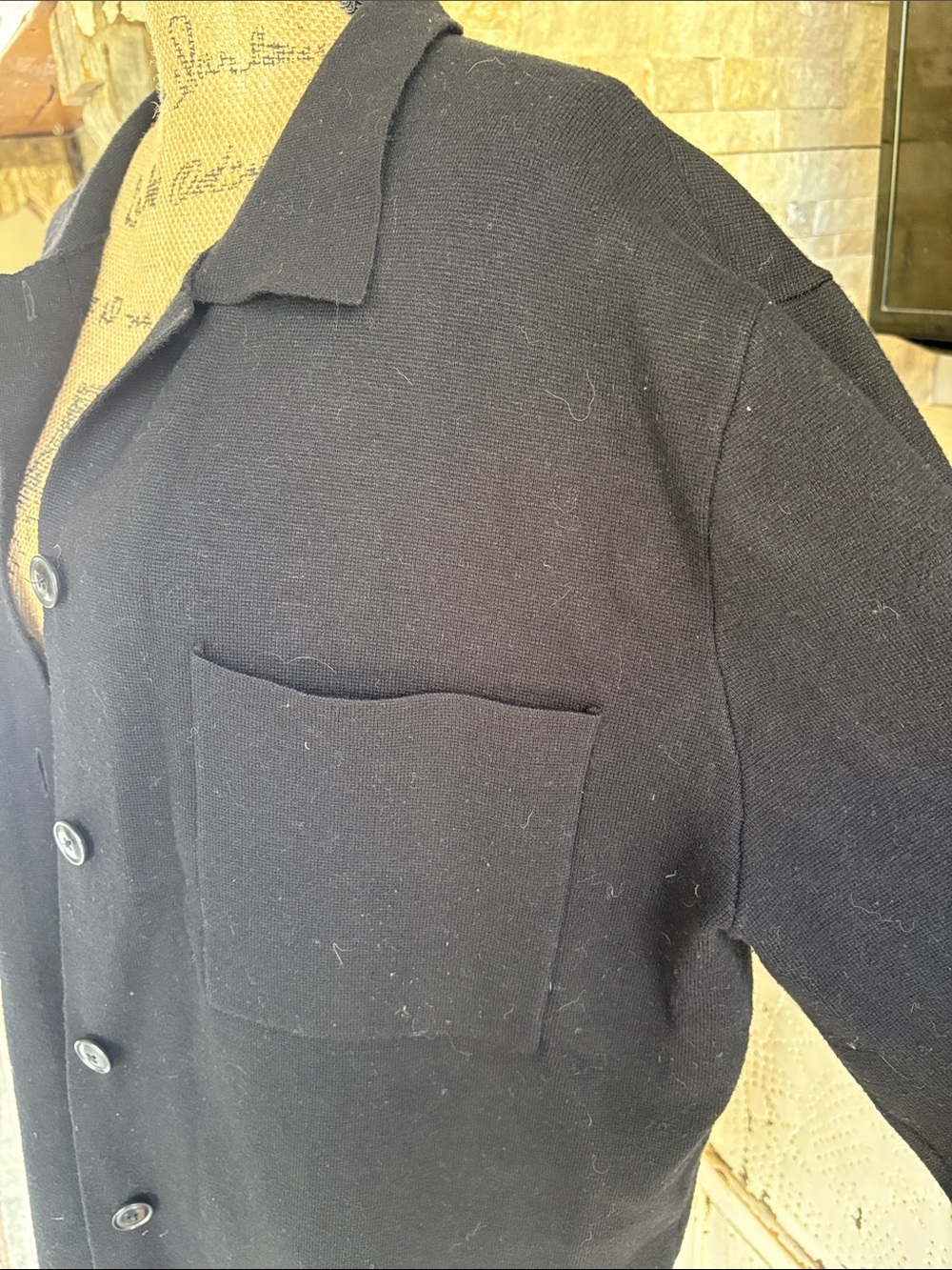 Quince black Eco-Knit Milano Stitch Oversized Shirt Jacket button down pockets - Picture 5 of 16